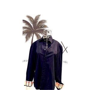 LUX ISLAND | Burberry Women’s Blue Shirt  with Nova Check Cuff Trim